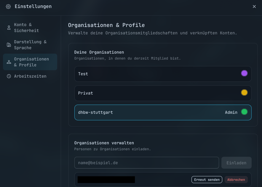Settings Organization